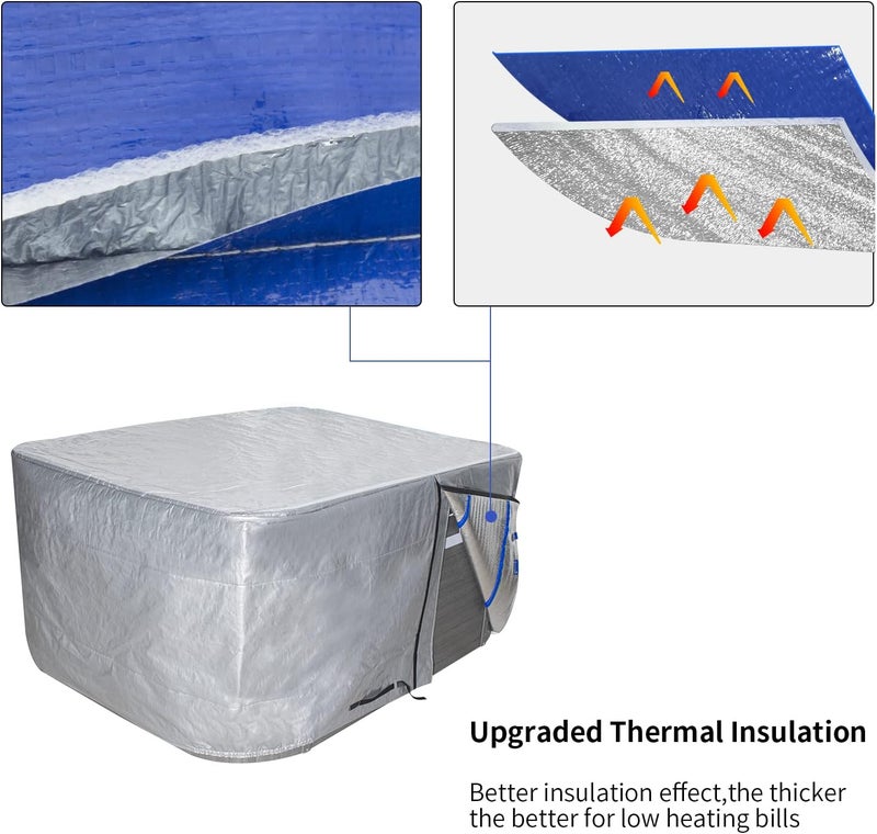 UCEDER Insulated Hot Tub Cover 170G Polyethylene Thermal Insulation Spa Cover Protector Waterproof Hot Tub Cover Replacement,Energy-Saving and Eco-Friendly for Keeping Warm(95"x95"x35") - Image 4